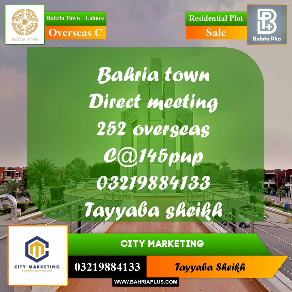 10 Marla Residential Plot for Sale in Overseas C -  Bahria Town, Lahore - (BP-256551)