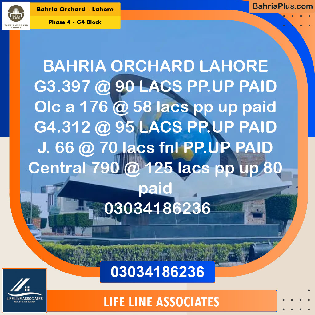 10 Marla Residential Plot for Sale in Phase 4 - G4 Block -  Bahria Orchard, Lahore - (BP-256556)
