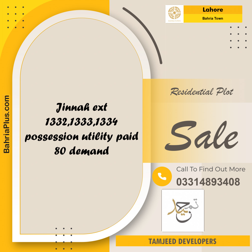 Residential Plot for Sale in Bahria Town, Lahore - (BP-256566)