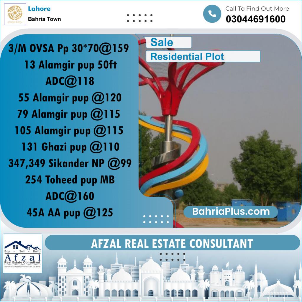 Residential Plot for Sale in Bahria Town, Lahore - (BP-256569)