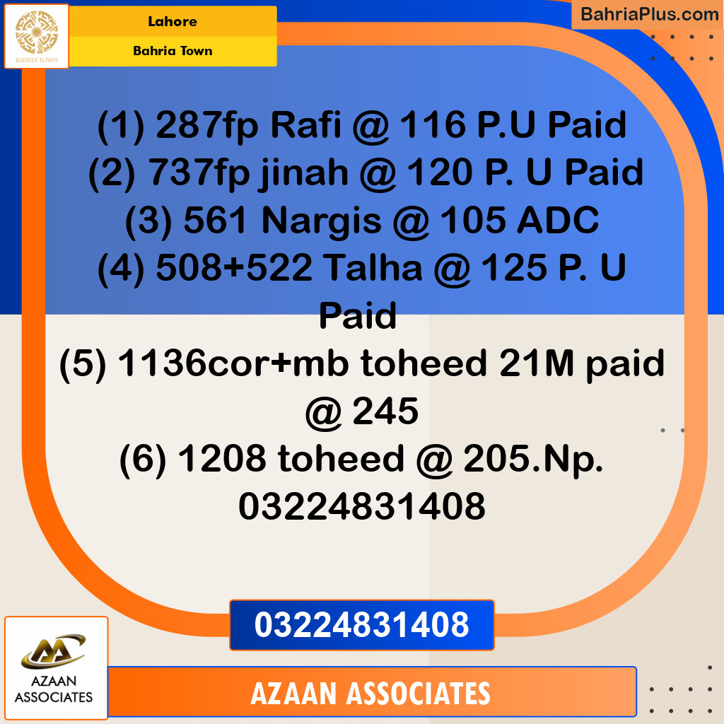 Residential Plot for Sale in Bahria Town, Lahore - (BP-256615)