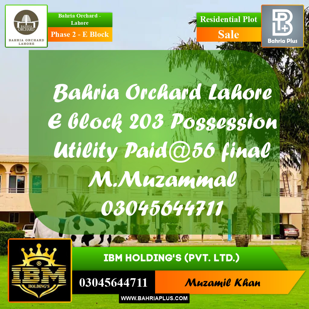 5 Marla Residential Plot for Sale in Phase 2 - E Block -  Bahria Orchard, Lahore - (BP-256668)