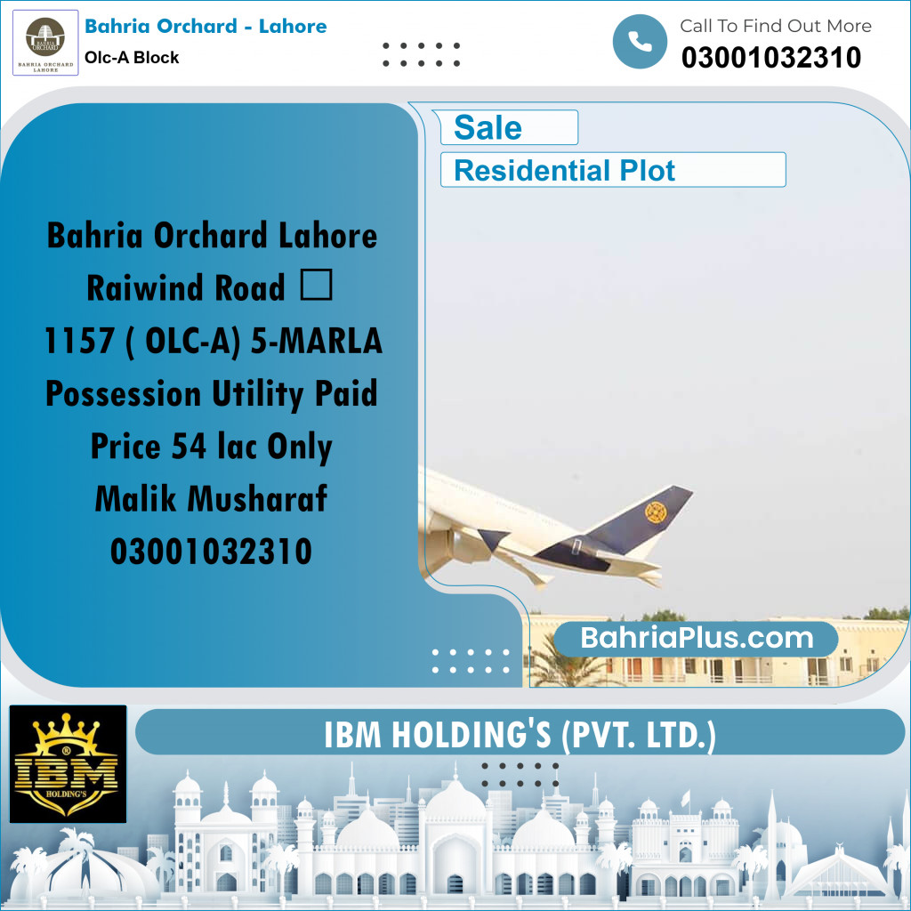 5 Marla Residential Plot for Sale in OLC-A Block -  Bahria Orchard, Lahore - (BP-256686)