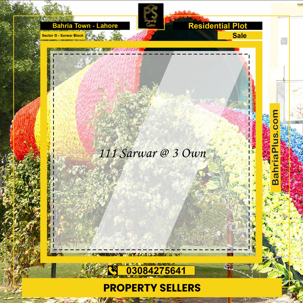 5 Marla Residential Plot for Sale in Sector G - Sarwar Block -  Bahria Town, Lahore - (BP-256693)