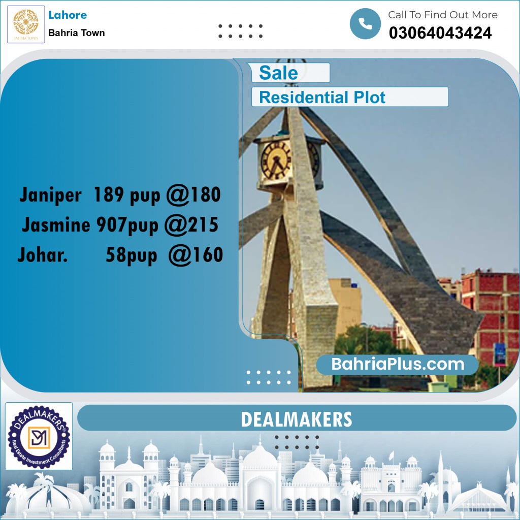 10 Marla Residential Plot for Sale in Bahria Town, Lahore - (BP-256719)