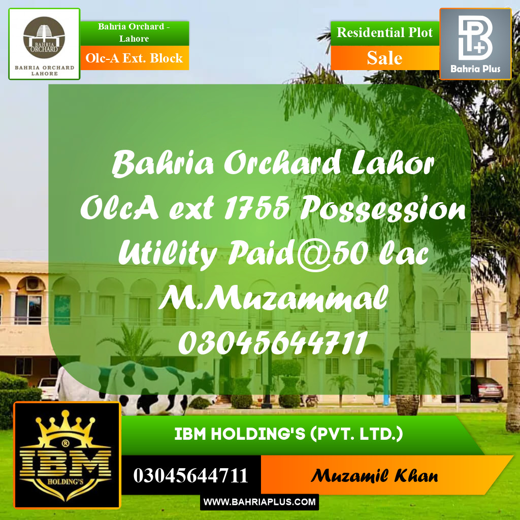 5 Marla Residential Plot for Sale in OLC-A Ext. Block -  Bahria Orchard, Lahore - (BP-256725)