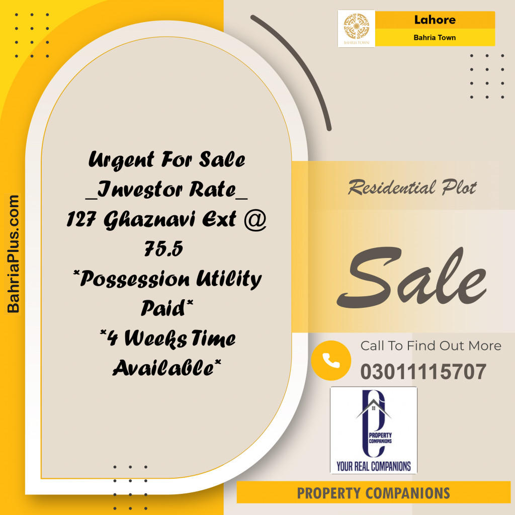 Residential Plot for Sale in Bahria Town, Lahore - (BP-256745)