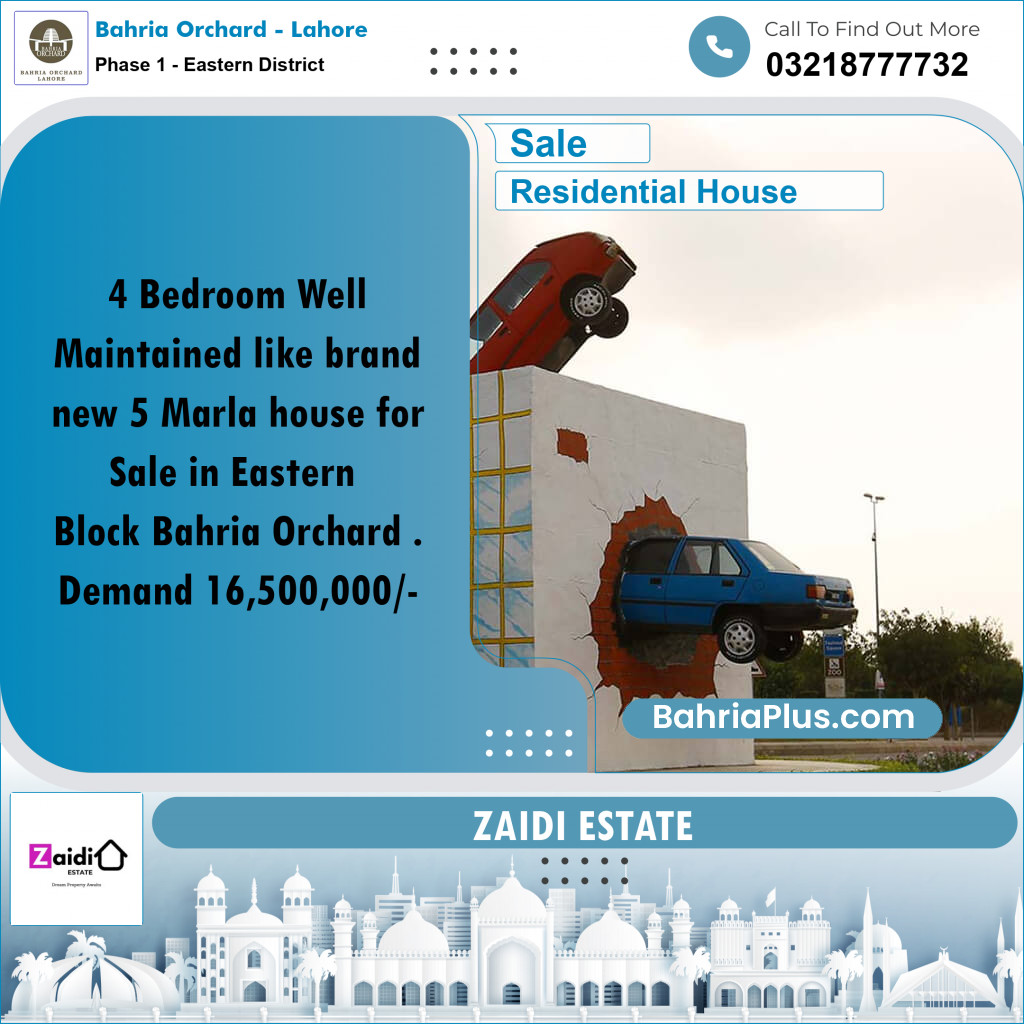 5 Marla Residential House for Sale in Phase 1 - Eastern District -  Bahria Orchard, Lahore - (BP-256805)