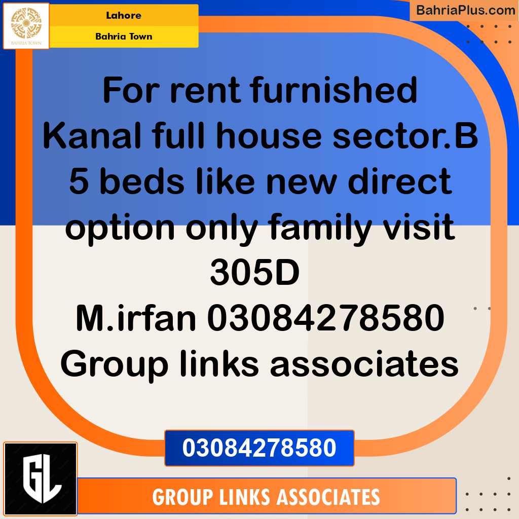 Residential House for Rent in Bahria Town, Lahore - (BP-256817)