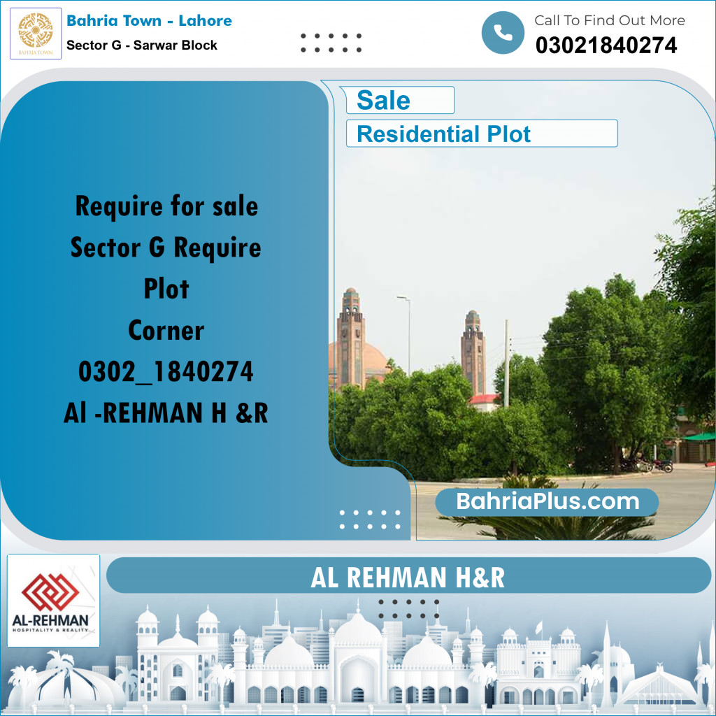 5 Marla Residential Plot for Sale in Sector G - Sarwar Block -  Bahria Town, Lahore - (BP-256820)