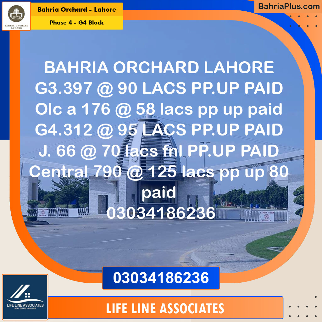 10 Marla Residential Plot for Sale in Phase 4 - G4 Block -  Bahria Orchard, Lahore - (BP-256833)