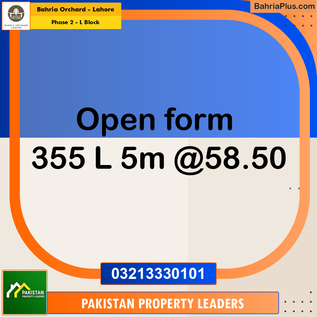 5 Marla Residential Plot for Sale in Phase 2 - L Block -  Bahria Orchard, Lahore - (BP-256860)