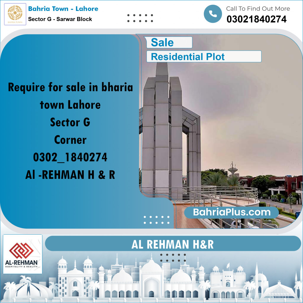 5 Marla Residential Plot for Sale in Sector G - Sarwar Block -  Bahria Town, Lahore - (BP-256885)