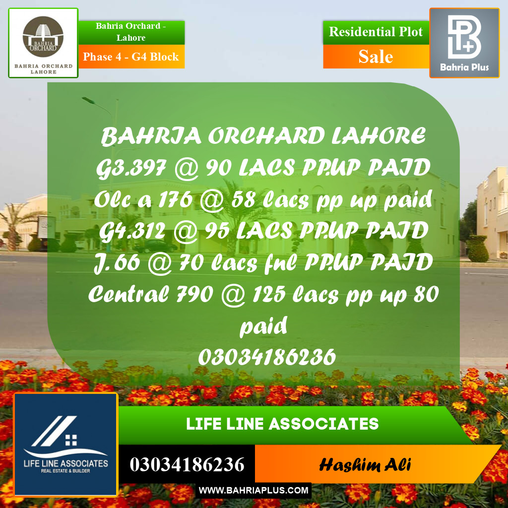 10 Marla Residential Plot for Sale in Phase 4 - G4 Block -  Bahria Orchard, Lahore - (BP-256892)