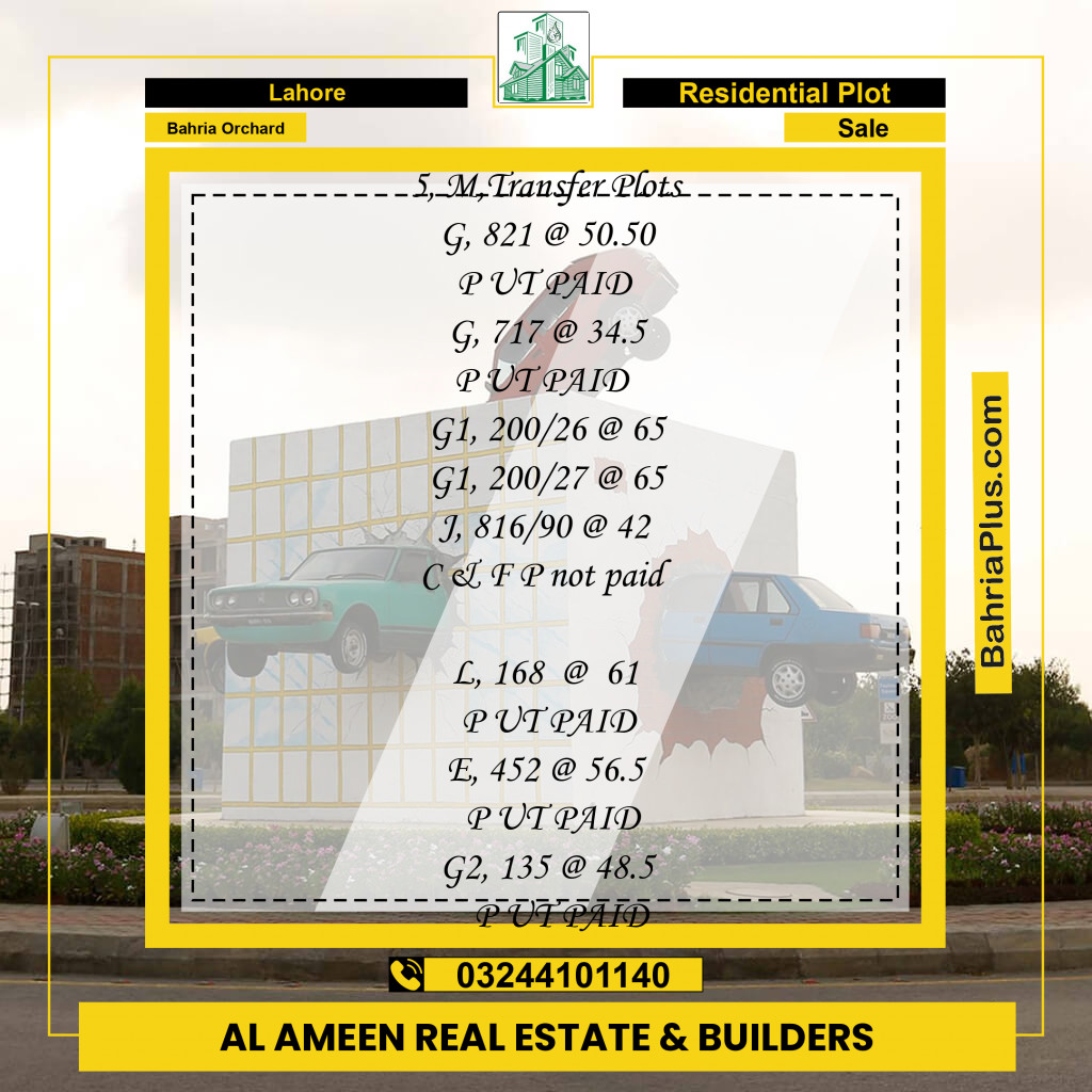 Residential Plot for Sale in Bahria Orchard, Lahore - (BP-256961)