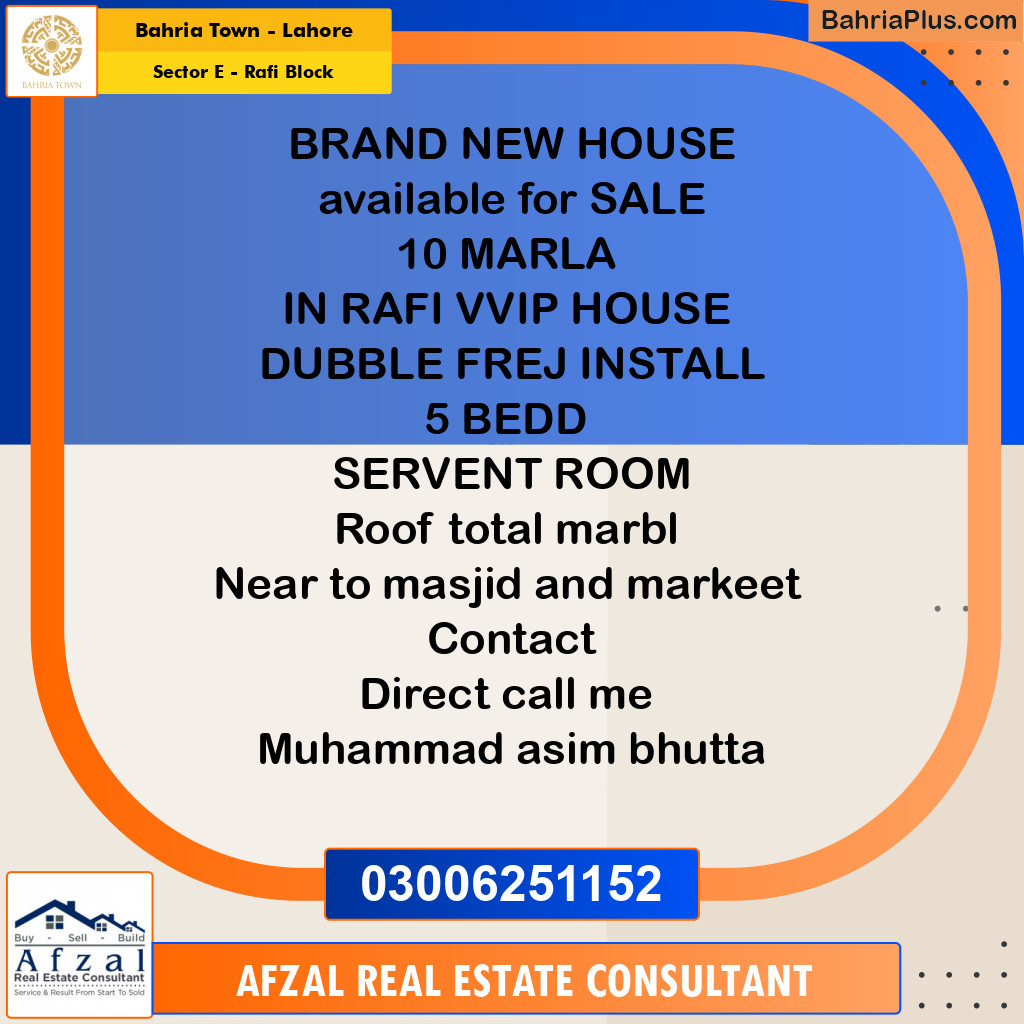 10 Marla Residential House for Sale in Sector E - Rafi Block -  Bahria Town, Lahore - (BP-256999)