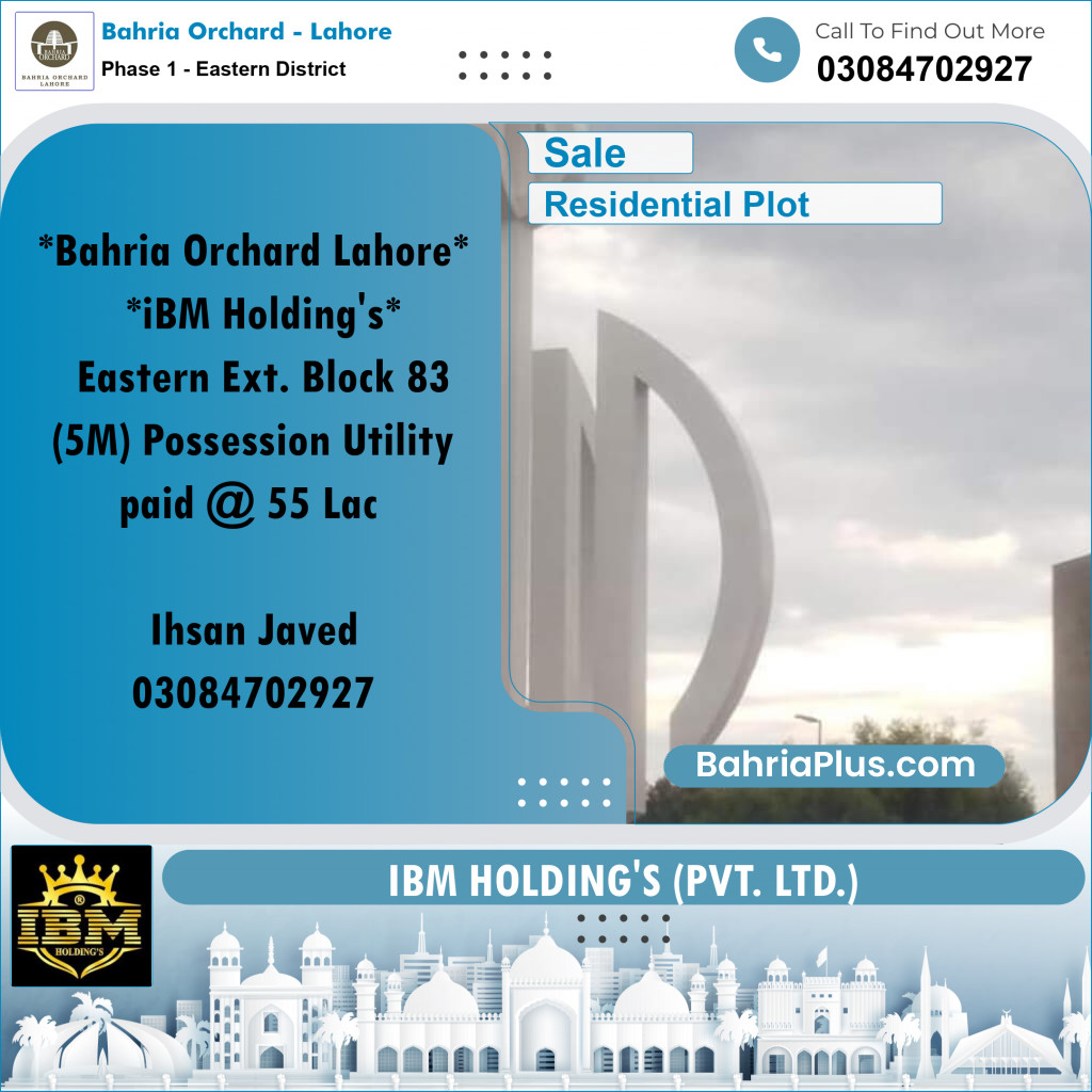 5 Marla Residential Plot for Sale in Phase 1 - Eastern District -  Bahria Orchard, Lahore - (BP-257004)