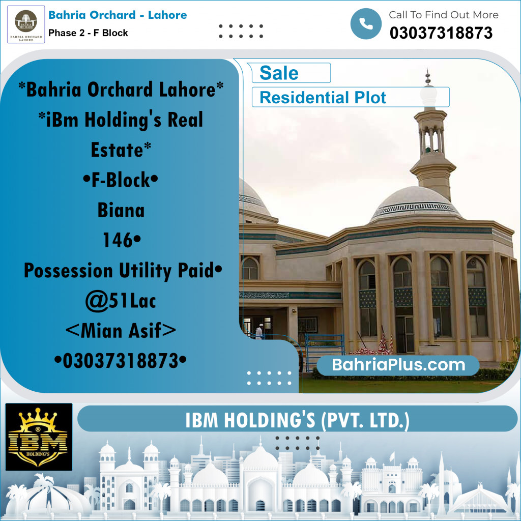 5 Marla Residential Plot for Sale in Phase 2 - F Block -  Bahria Orchard, Lahore - (BP-257033)