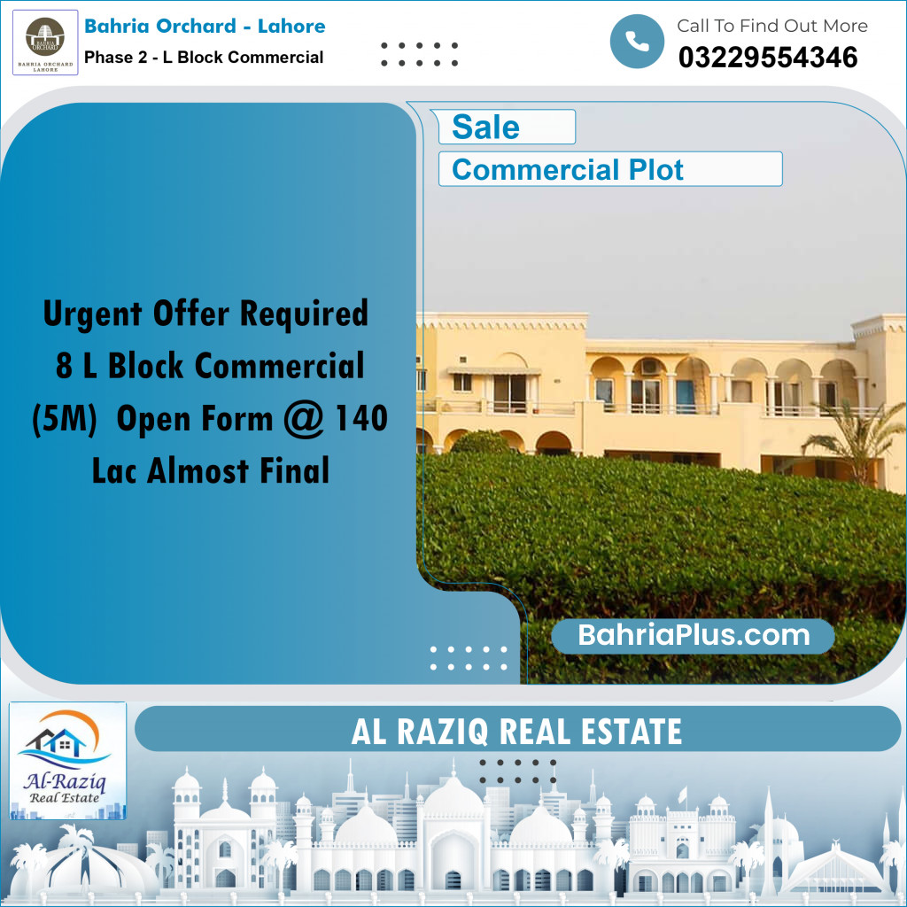 5 Marla Commercial Plot for Sale in Phase 2 - L Block Commercial -  Bahria Orchard, Lahore - (BP-257035)