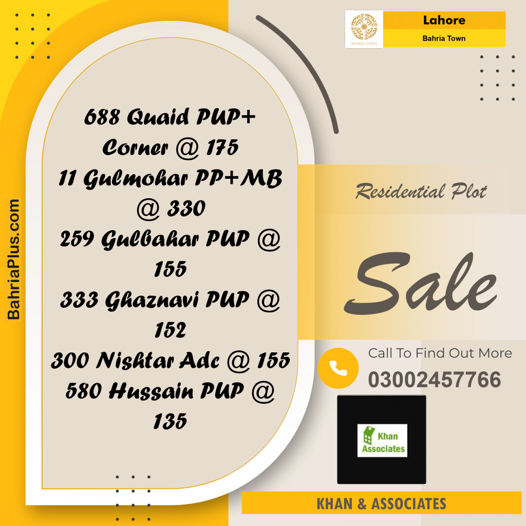 Residential Plot for Sale in Bahria Town, Lahore - (BP-257044)