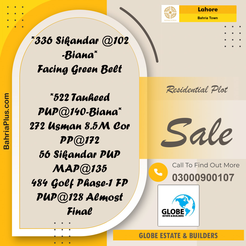 Residential Plot for Sale in Bahria Town, Lahore - (BP-257055)