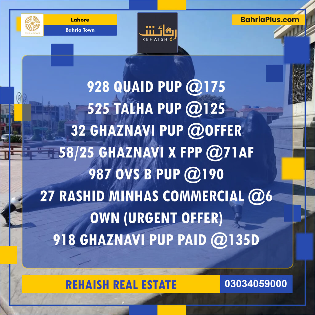 Residential Plot for Sale in Bahria Town, Lahore - (BP-257099)