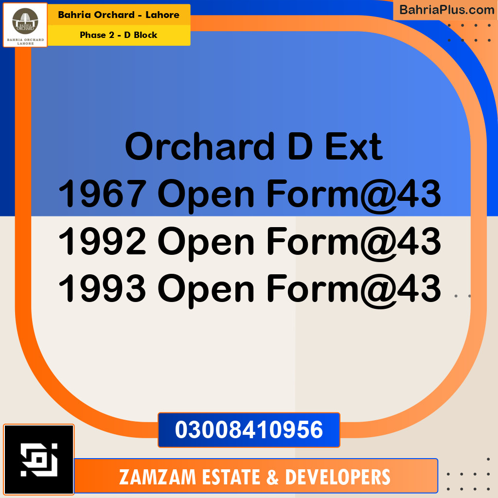 5 Marla Residential Plot for Sale in Phase 2 - D Block -  Bahria Orchard, Lahore - (BP-257140)