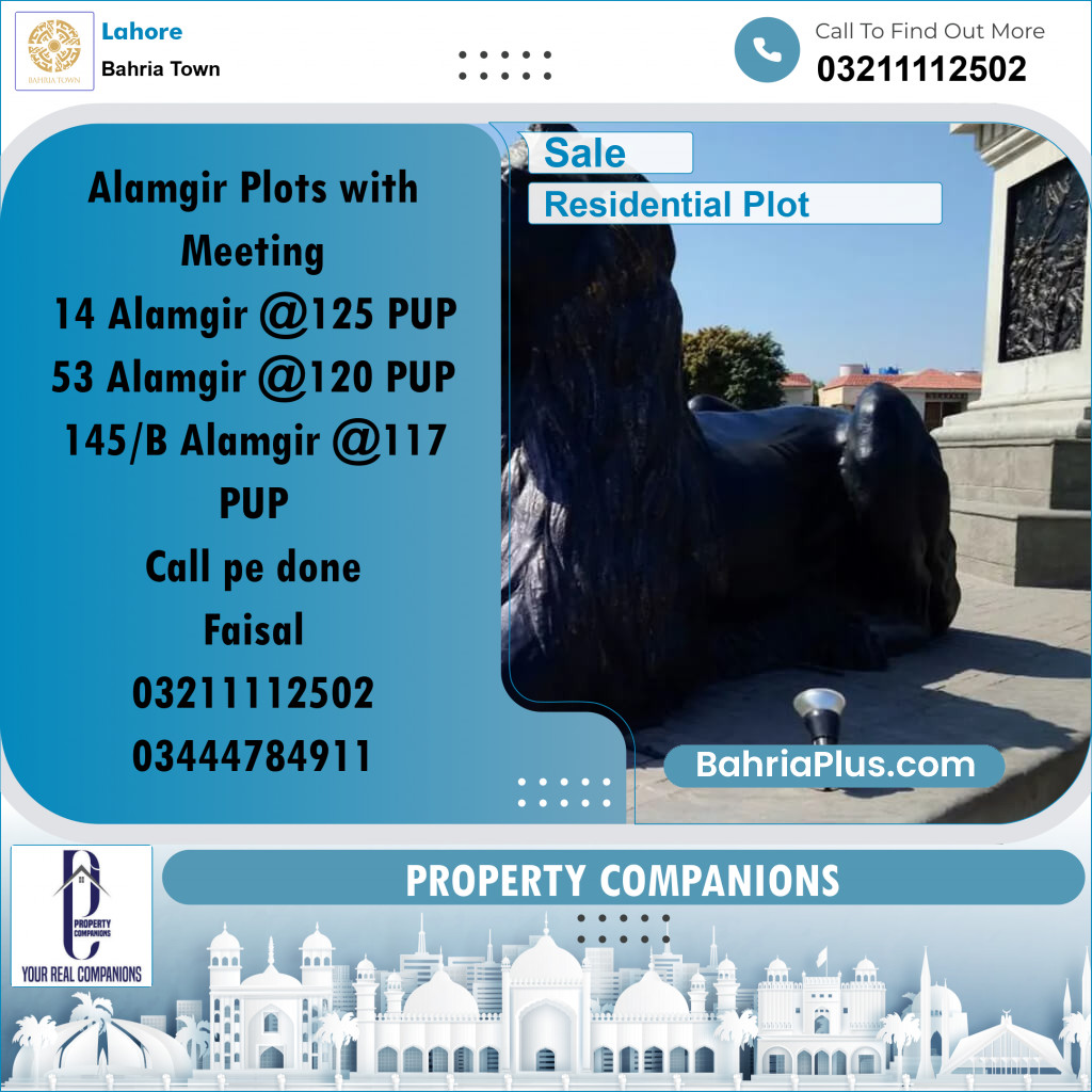 Residential Plot for Sale in Bahria Town, Lahore - (BP-257158)