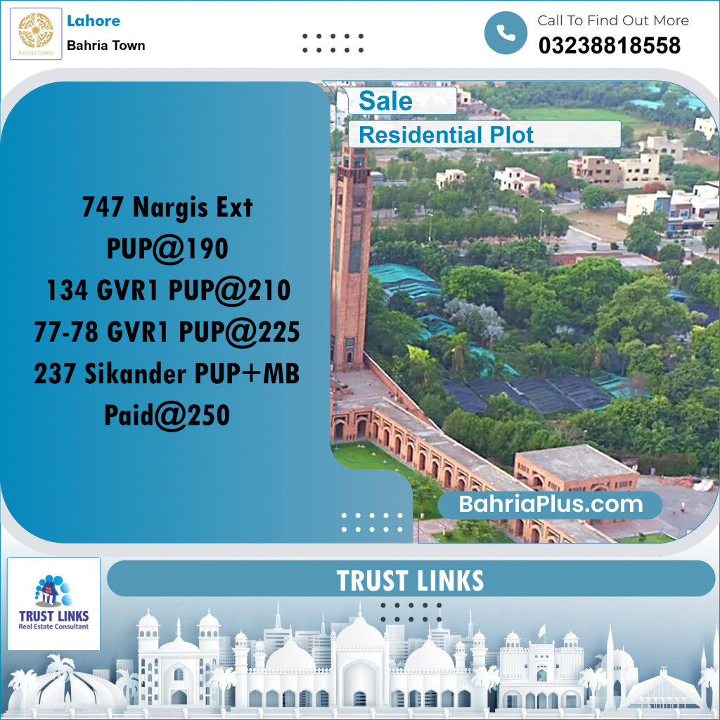 Residential Plot for Sale in Bahria Town, Lahore - (BP-257179)