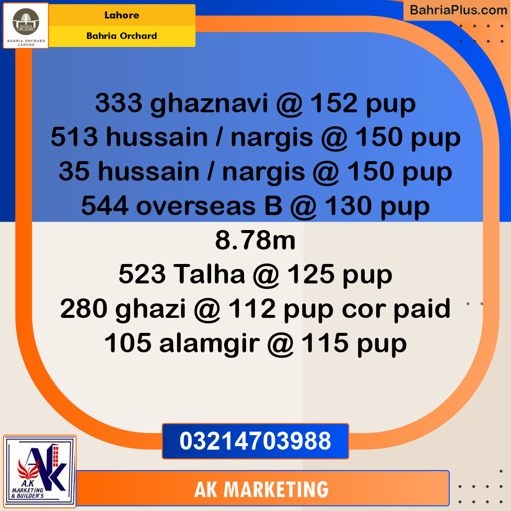 Residential Plot for Sale in Bahria Orchard, Lahore - (BP-257196)