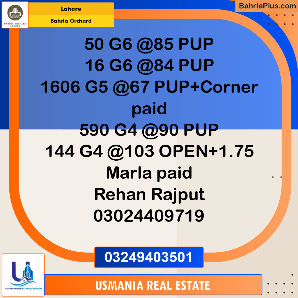 Residential Plot for Sale in Bahria Orchard, Lahore - (BP-257209)