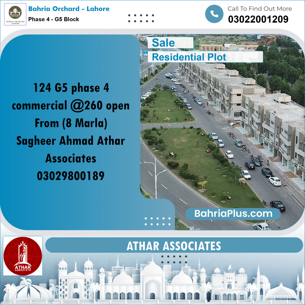 8 Marla Residential Plot for Sale in Phase 4 - G5 Block -  Bahria Orchard, Lahore - (BP-257216)