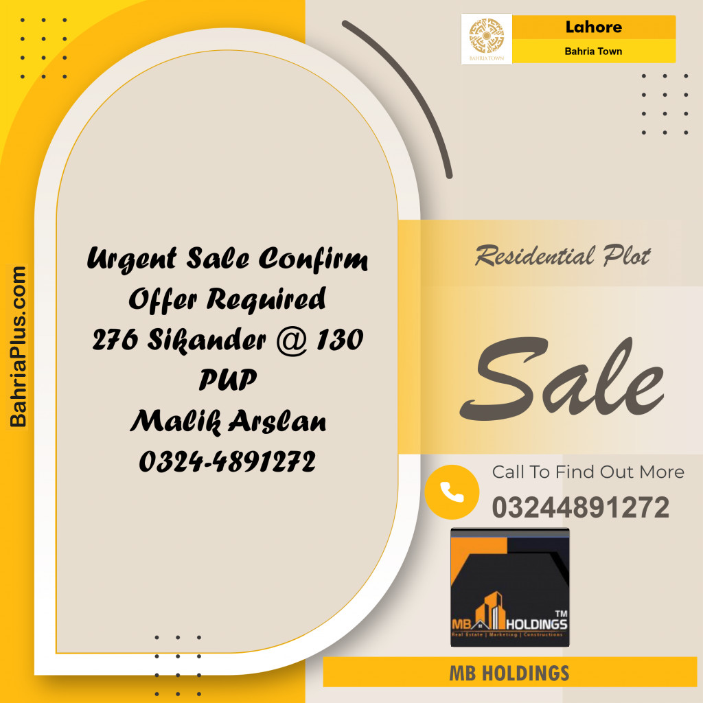 Residential Plot for Sale in Bahria Town, Lahore - (BP-257228)