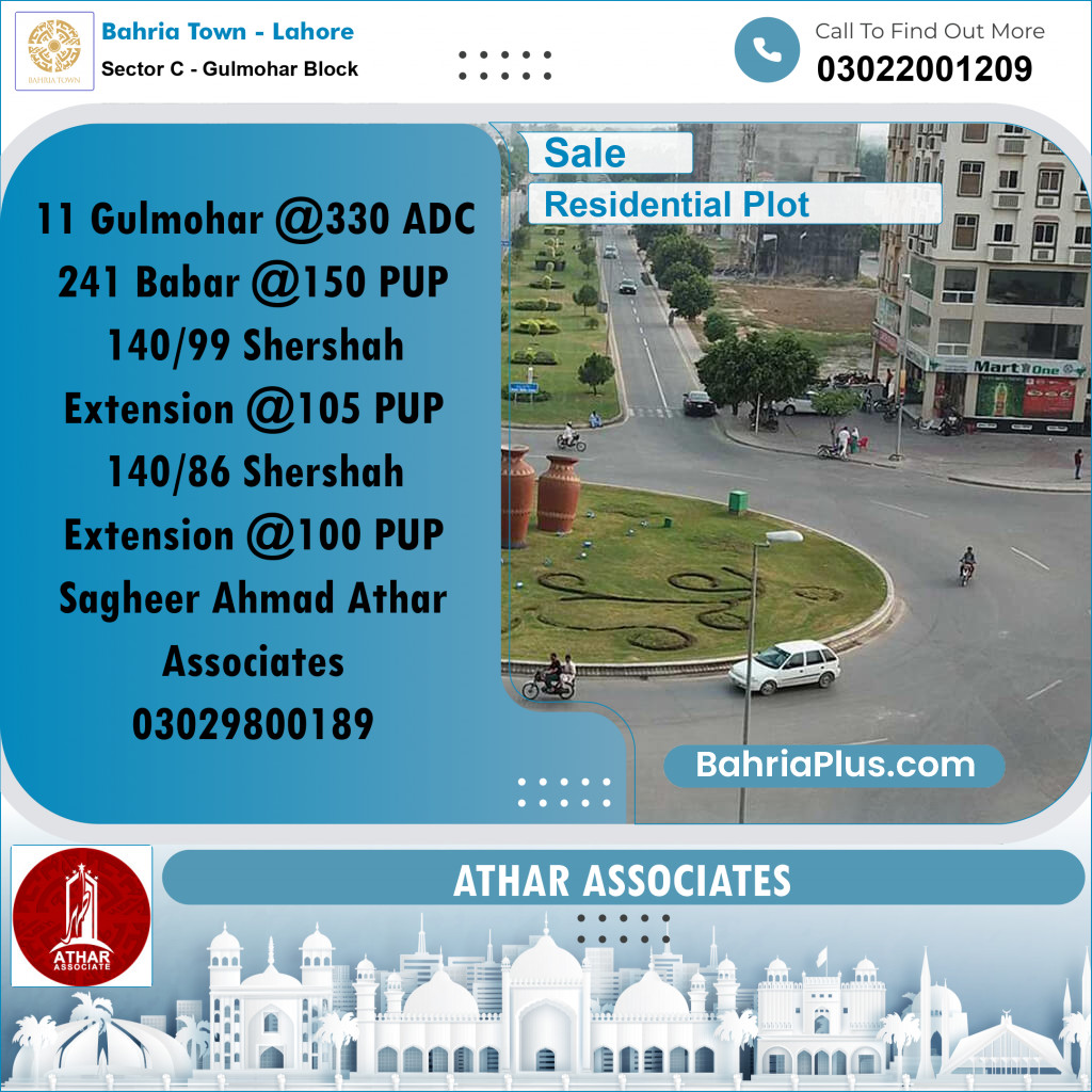 20 Marla Residential Plot for Sale in Sector C - Gulmohar Block -  Bahria Town, Lahore - (BP-257286)