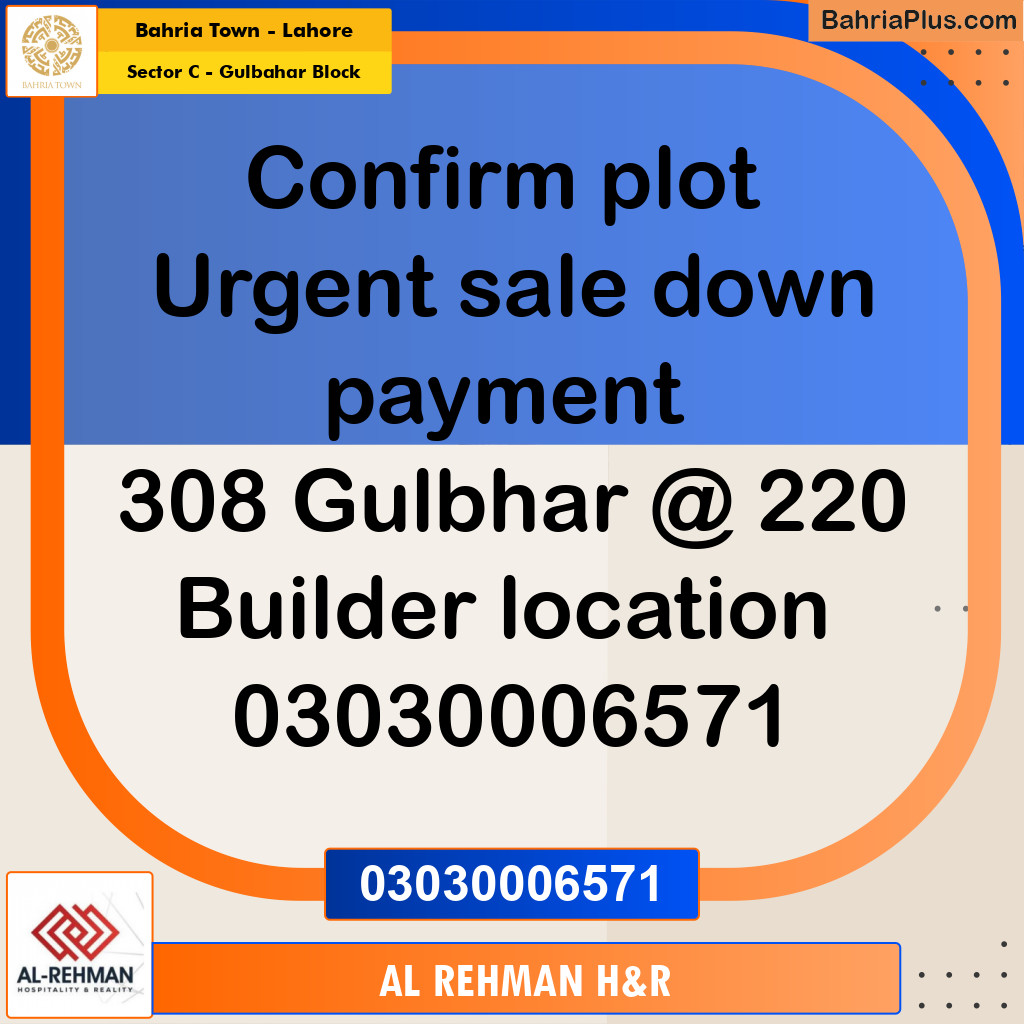 10 Marla Residential Plot for Sale in Sector C - Gulbahar Block -  Bahria Town, Lahore - (BP-257292)