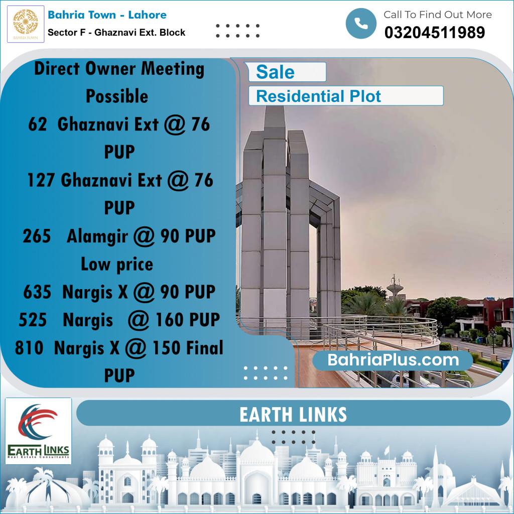 5 Marla Residential Plot for Sale in Sector F - Ghaznavi Ext. Block -  Bahria Town, Lahore - (BP-257299)