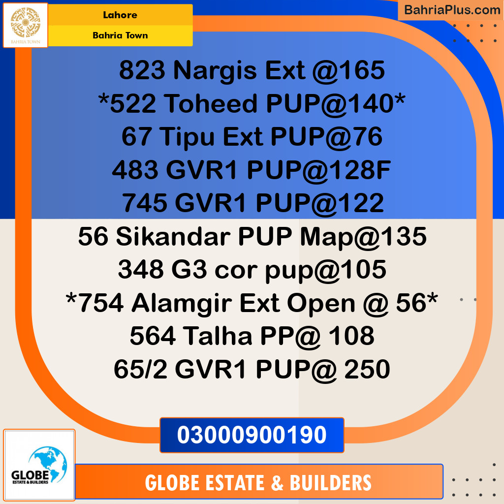 Residential Plot for Sale in Bahria Town, Lahore - (BP-257328)
