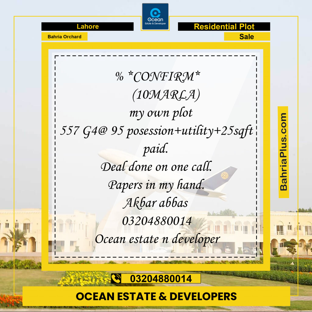 Residential Plot for Sale in Bahria Orchard, Lahore - (BP-257330)