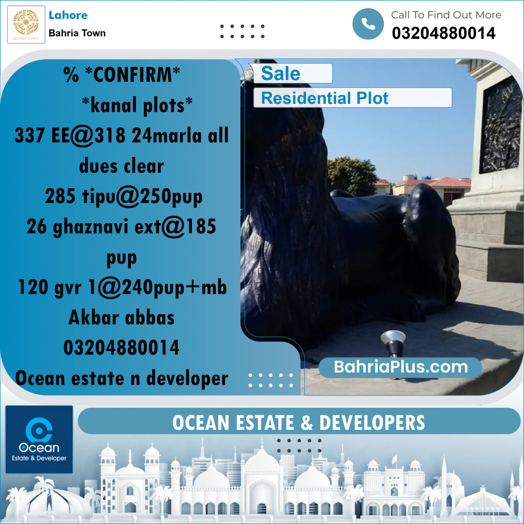 Residential Plot for Sale in Bahria Town, Lahore - (BP-257333)