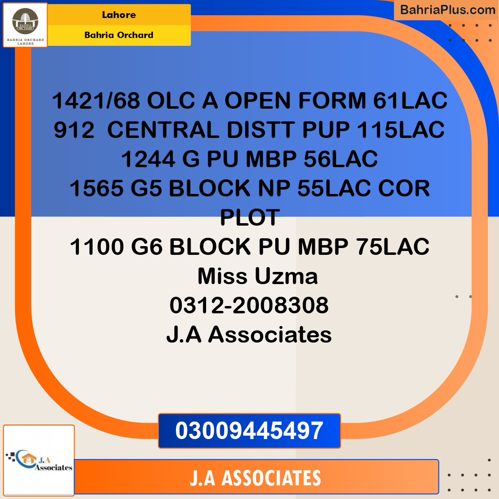Residential Plot for Sale in Bahria Orchard, Lahore - (BP-257357)