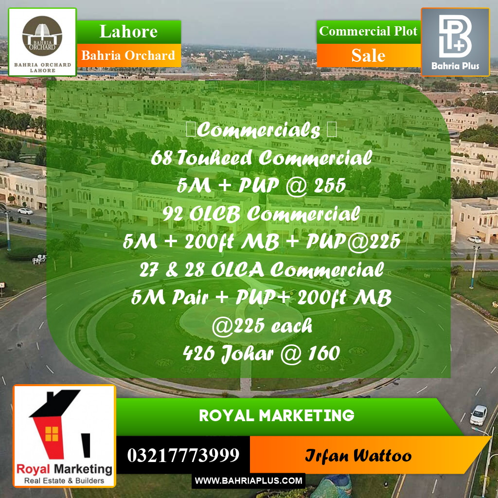 Commercial Plot for Sale in Bahria Orchard, Lahore - (BP-257368)