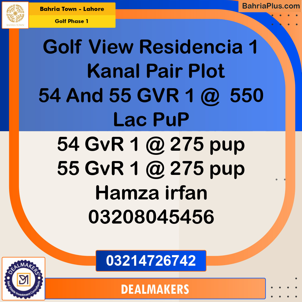 1 Kanal Residential Plot for Sale in Golf Phase 1 -  Bahria Town, Lahore - (BP-257380)