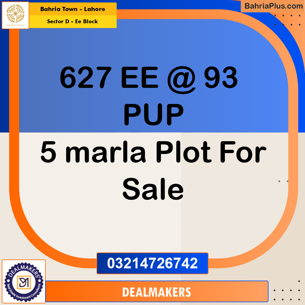 5 Marla Residential Plot for Sale in Sector D - EE Block -  Bahria Town, Lahore - (BP-257402)