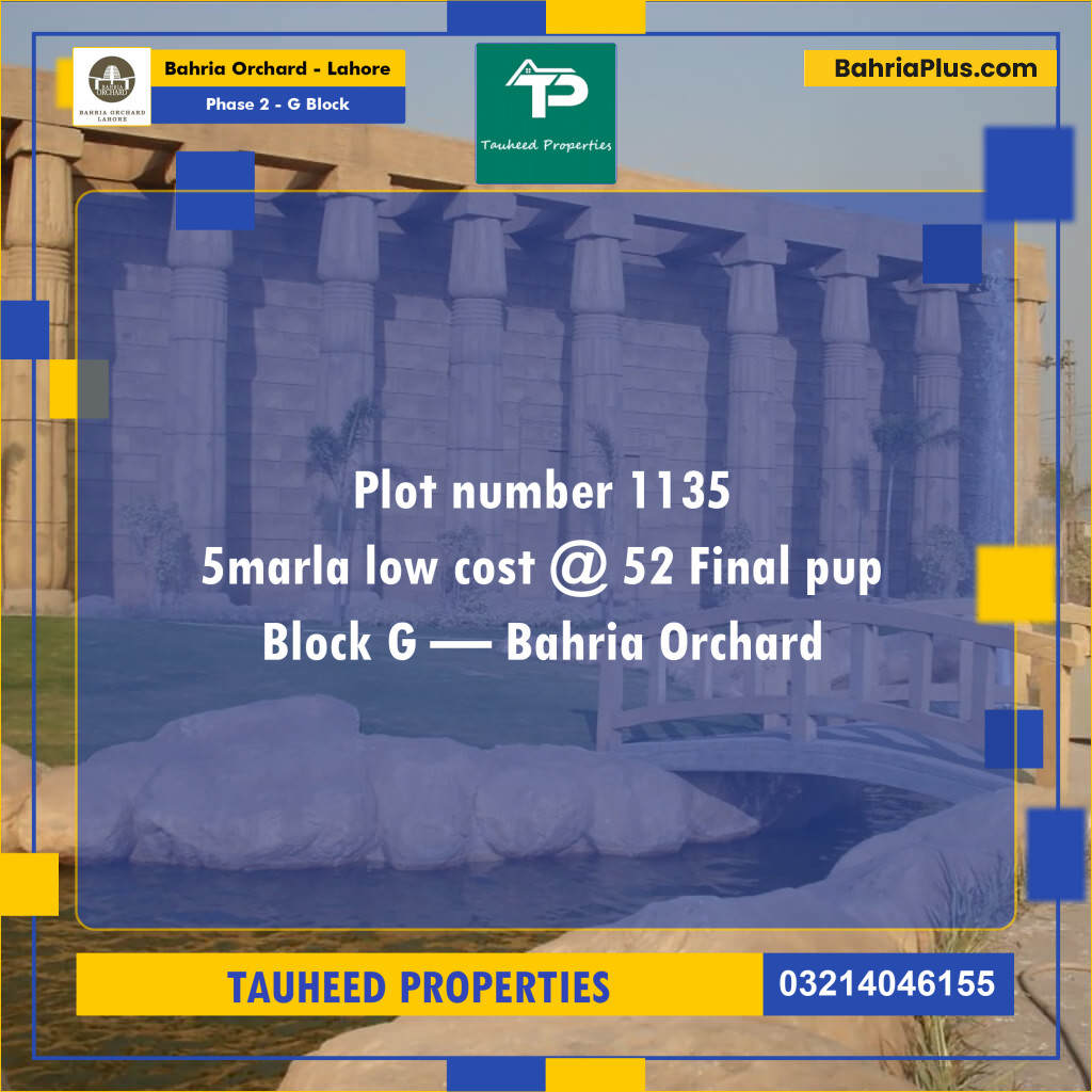 5 Marla Residential Plot for Sale in Phase 2 - G Block -  Bahria Orchard, Lahore - (BP-257409)