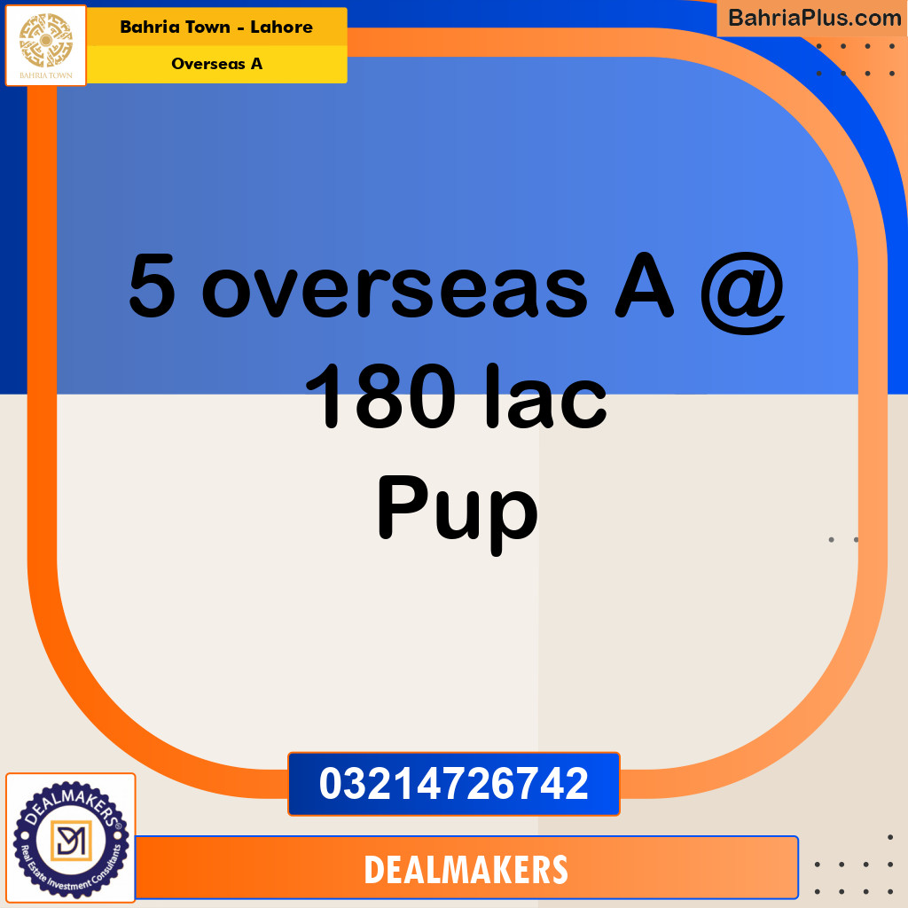 10 Marla Residential Plot for Sale in Overseas A -  Bahria Town, Lahore - (BP-257452)