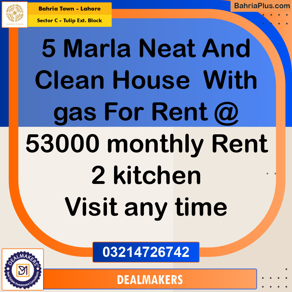 5 Marla Residential House for Rent in Sector C - Tulip Ext. Block -  Bahria Town, Lahore - (BP-257454)