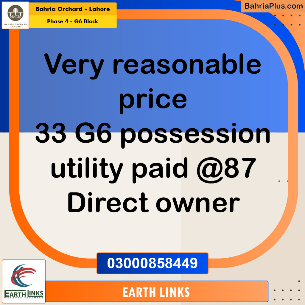 10 Marla Residential Plot for Sale in Phase 4 - G6 Block -  Bahria Orchard, Lahore - (BP-257469)