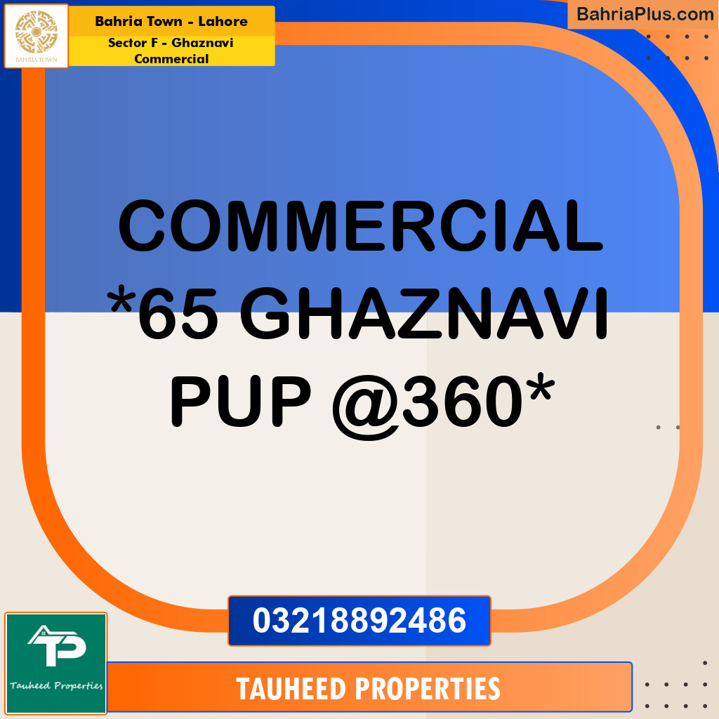 5 Marla Commercial Plot for Sale in Sector F - Ghaznavi Commercial -  Bahria Town, Lahore - (BP-257481)
