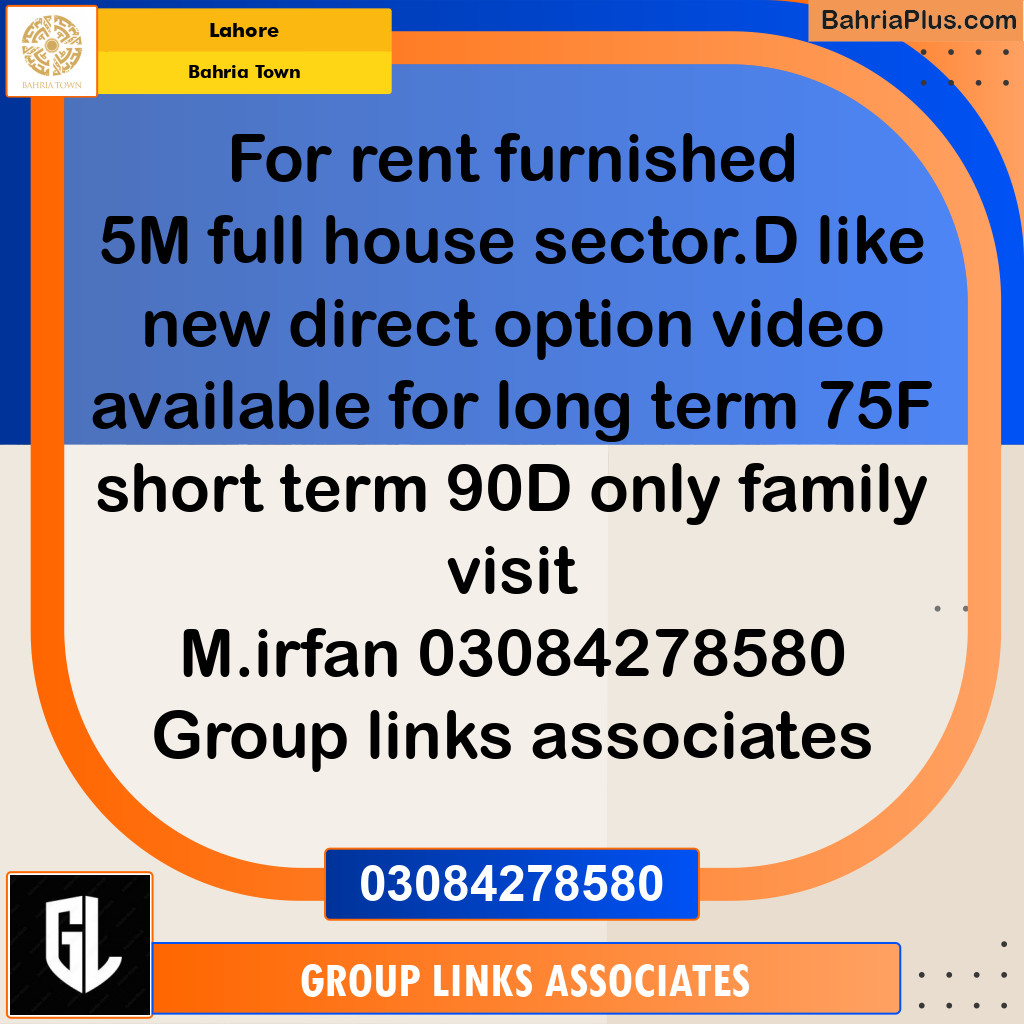 Residential House for Rent in Bahria Town, Lahore - (BP-257500)