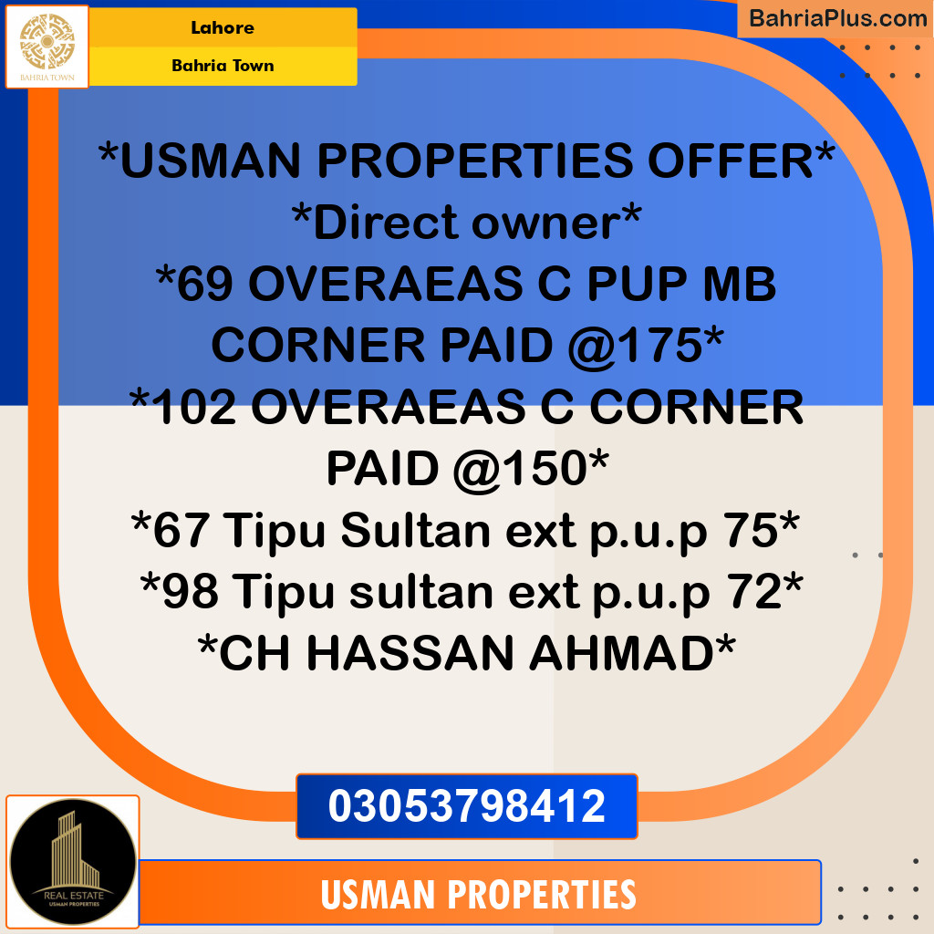 Residential Plot for Sale in Bahria Town, Lahore - (BP-257522)